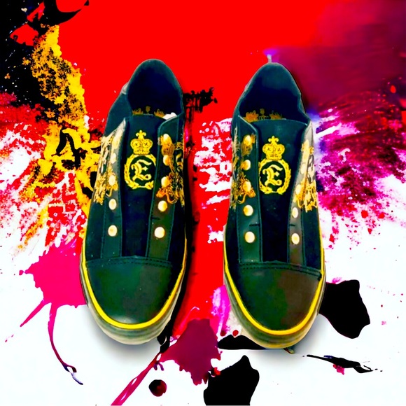 Elvis Women Gold & Black Sneakers - Picture 3 of 9